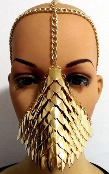 Chrhan Chainmail Maskesi Sutyen ScaleMail Omuz Zırh Cosplay Yanan Adam Headdress Kafa Zincir Kafa Ortaçağ Ren Faire Takı