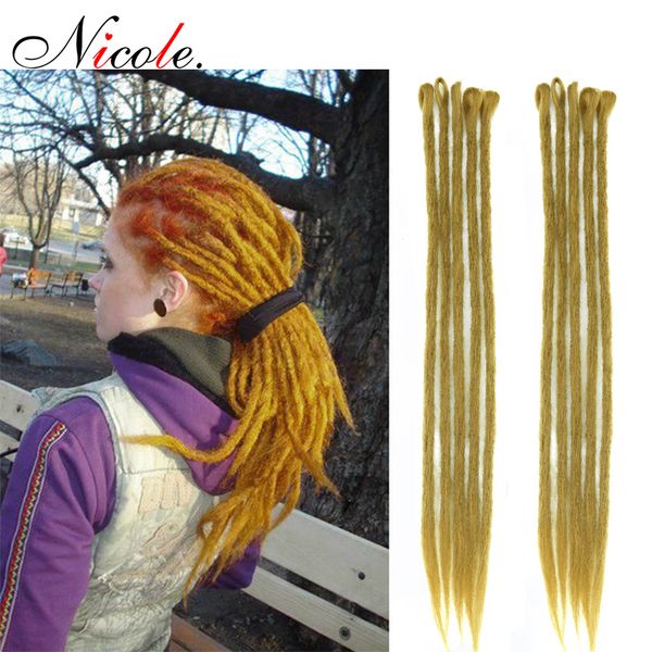 

nicole hair 20 inch handmade dreadlocks extensions fashion reggae crochet hip-hop synthetic dreads crochet braiding hair, Black