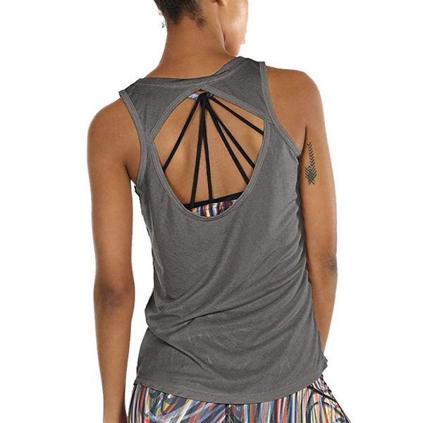 

yoga outfits fashion 2021 women activewear workout open back fitness racerback tank shirts sportswear#35, White;red