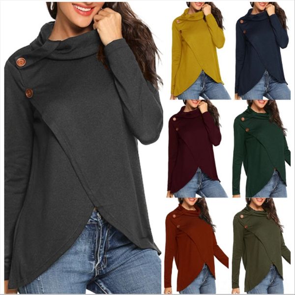 

women's high collar irregular women's high collar irregular top, White