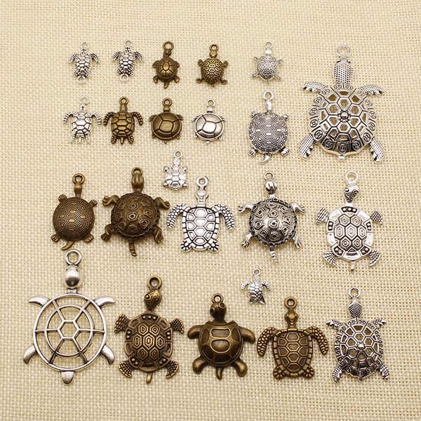 

30 pieces silver charm or pendants jewelry making marine life animal turtle tortoise hj068, Bronze;silver
