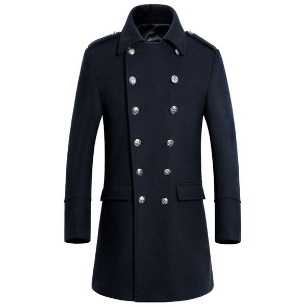 

in the long winter coat color male youth men's windbreaker jacket thick woolen coat business, Black