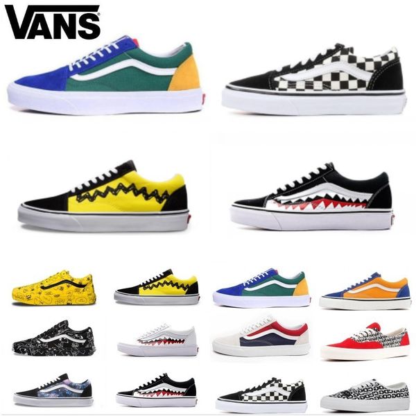 2020 vans old skool мужчины женщины повседневная обувь rock flame yacht  club sharktooth арахис скейтборд vans mens canvas конька кроссовки с, Black  - buy at the price of $40.43 in dhgate.com | imall.com