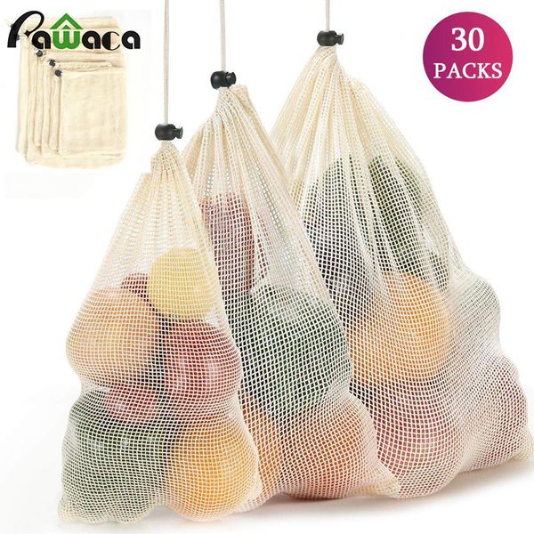 

reusable mesh produce bags organic cotton unbleached washable durable storage bags for grocery shopping fruit vegetable