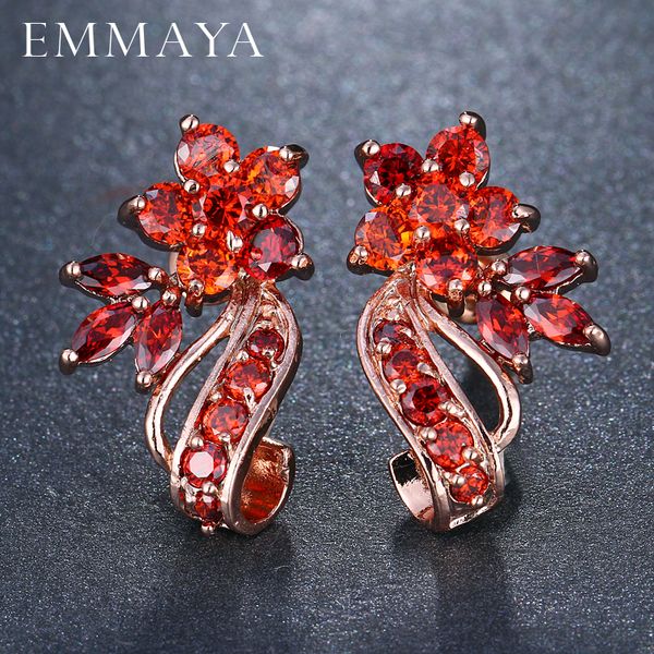

emmaya fashion red cz crystal earrings colorful flower stud earrings rose gold color earrings for women price, Golden;silver