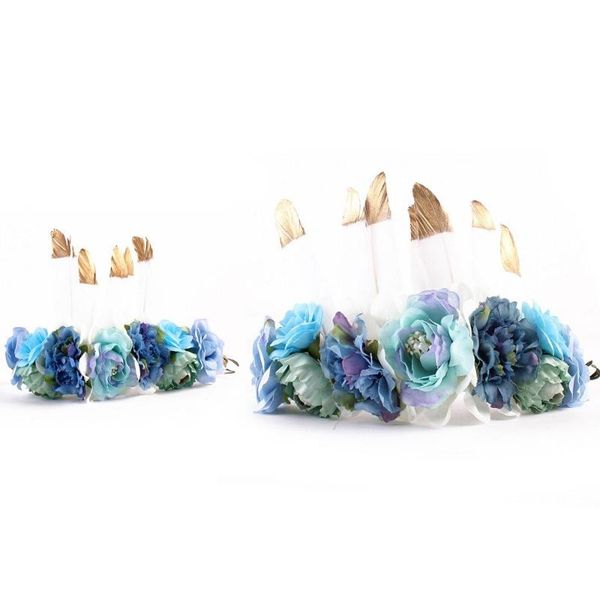 

feather flower crown floral plume headband pgraphy props parent-child festival wreath hair bow hair accessory