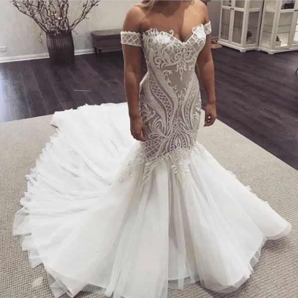 

boho lace mermaid wedding dresses off the shoulder short sleeve white beach wedding bridal gowns vestido de noiva