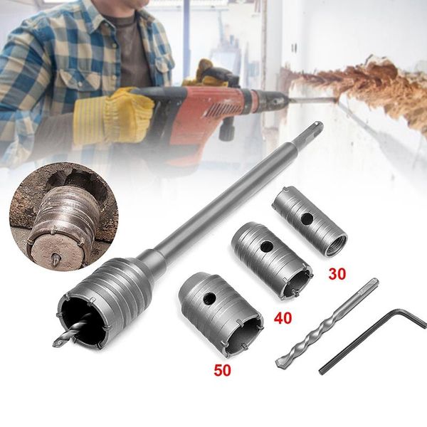 Freeshipping 3шт 30/40 / 50мм Sds Plus хвостовик Hole пила Cutter Бетон цементный камень стены Сверло с ключа