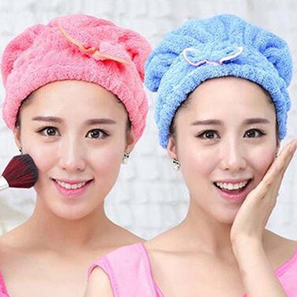 

useful quick dry super absorbent microfiber bathing hair drying hat turban towel