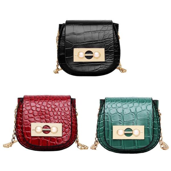 

handbags solid wear-resistant women retro crocodile leather shoulder crossbody bag mini chain pearl handbag