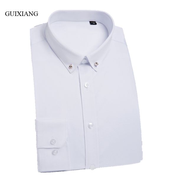 

2020 new arrival style men boutique long sleeve shirts business casual solid slim men's elastic fabric shirt 37-46, White;black
