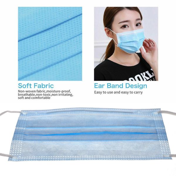 

одноразовые маски для лица 3 слойных одноразовых ушного рот маска блокировки пыли бытовых защитных продукты 50pcs / lot