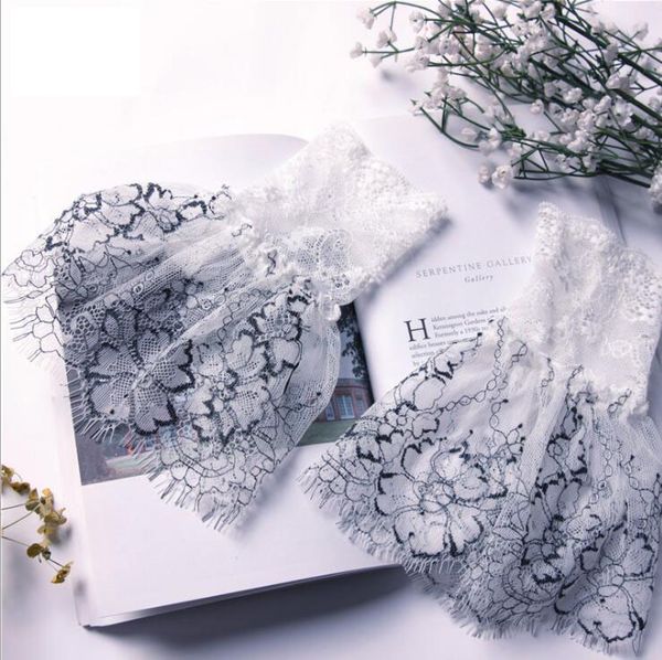 

decorated cuff fake sleeves autumn and winter wild sweater decorative sleeves flounces buttoned wrist lace pleated wrist, Blue;gray