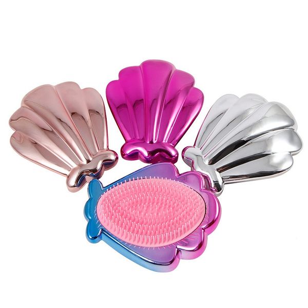 

fashion colorful shell comb hair comb massage hairbrush professional women hairdressing supply, Silver