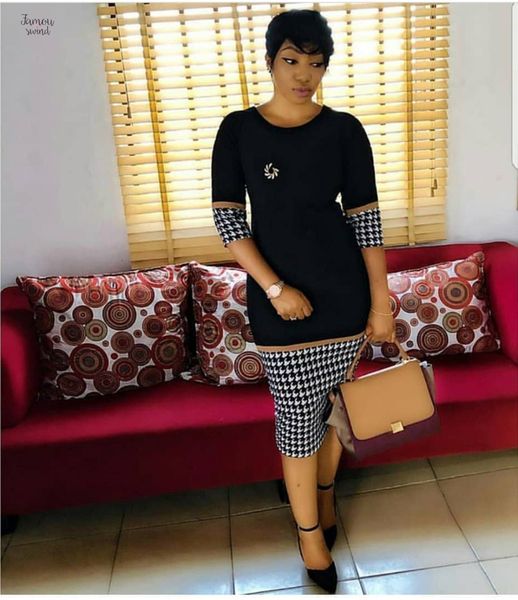 

плед брошь женщины платья печати o шеи осень зима-футляр sexy повседневные дизайнер одежды party club night midi платье am286, Black;gray