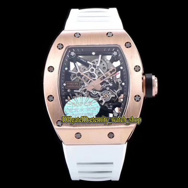 

kv v2 top version rm 035 americas розовое золото корпус япония nh автоматический скелет циферблат rm035 мужские часы белый каучуковый ремешо, Slivery;brown