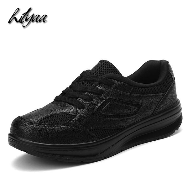 

hilyaa 2020 new women sneakers flats black white shoes pu mesh female sport running shoes fashion new spring sneakers women