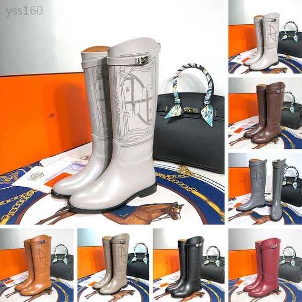 

2020 autumn and winter new women's calfskin boots flat bottom with and knees leisure high boots martin women's boots, Black