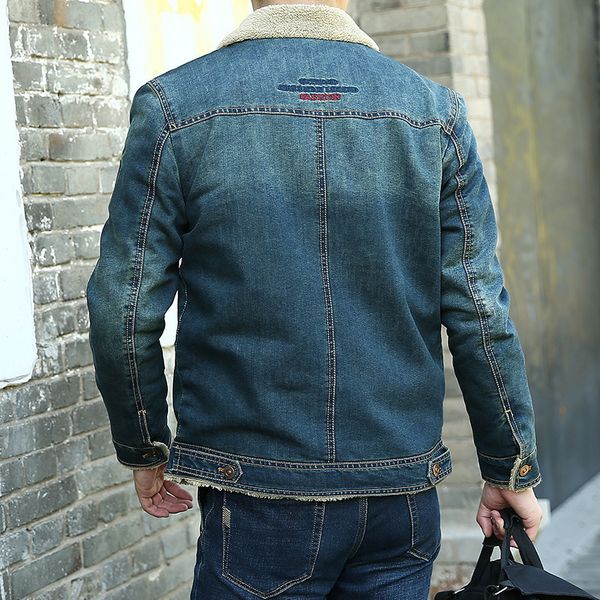 

autumn and winter new style denim jacket men's fashion city fold-down collar plus velvet jacket men's for 808, Black;brown
