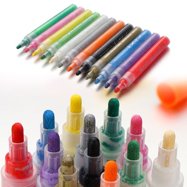 

1pcs durable acrylic paint marker pens permanent art rock metal glass pebble waterproof non-toxic metallic home diy craft pen