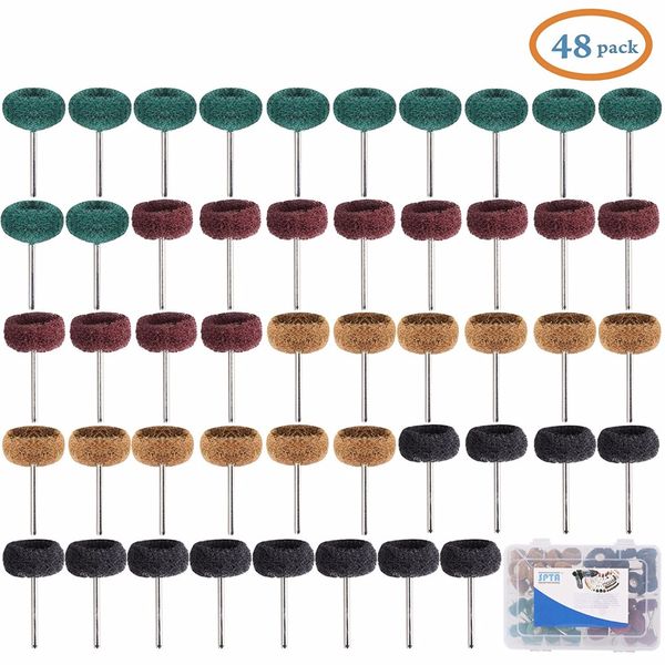 

spta 1" (25mm) mix grit abrasive buffing polishing wheels burr for proxxon dremel rotary tools-1/8"(3mm) shank pack of 48pcs