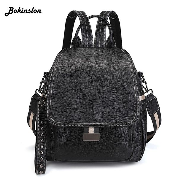 

bokinslon split leather woman's casual backpack wild multifunctional backpack female small