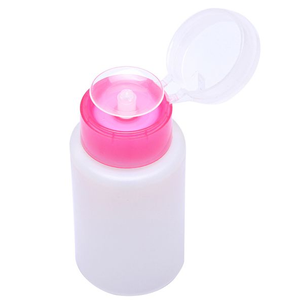 

1pcs push down empty plastic bottle nail polish remover alcohol clear press pumping dispenser bottle for nail polish remover