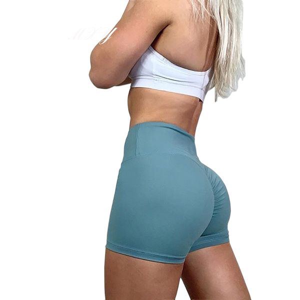 

female scrunch bupeach hip yoga fitness short high waist tummy control hip push up yoga shorts gym running sports shorts, White;red