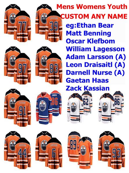 

edmonton oilers jerseys womens ethan bear jersey matt benning oscar klefbom william lagesson adam larsson hockey jerseys custom stitched, Black;red