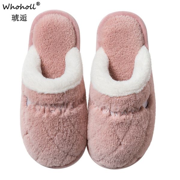 

winter warm slippers women men home floor slipper soft plush anti slip lovers indoor shoes ladies floor cotton slides, Black