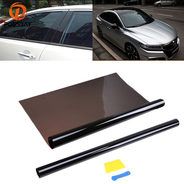 

possbay window tint sticker foil solar protection vlt 15% 50cmx600cm black car side window film sunshade car styling accessories