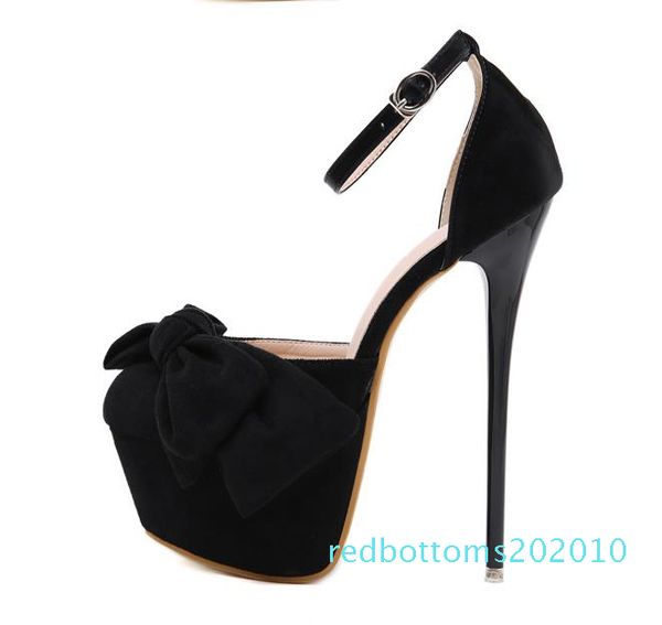 

16cm bowtie designer heels pumps women dress shoes fashion luxury designer women shoes size 34 to 40 r10, Black