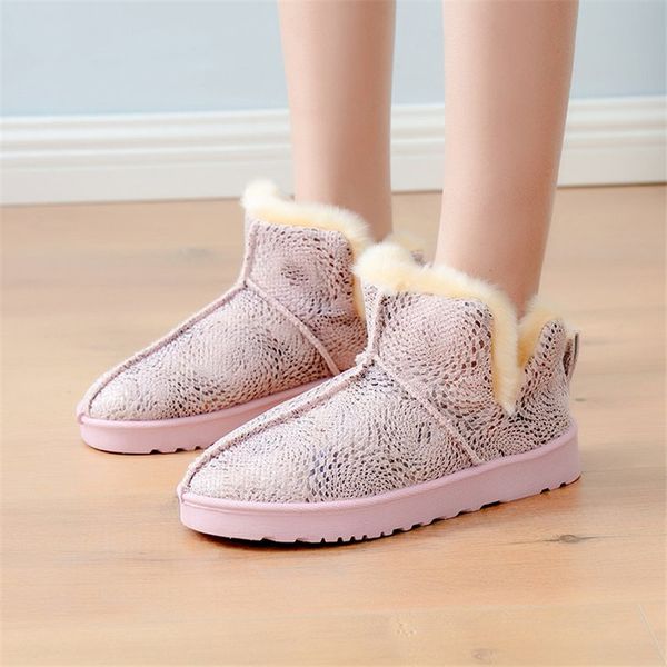 

hee grand winter women warm snow boots female slip on fur warm platform ankle boots plush flat shoes xwm325, Black