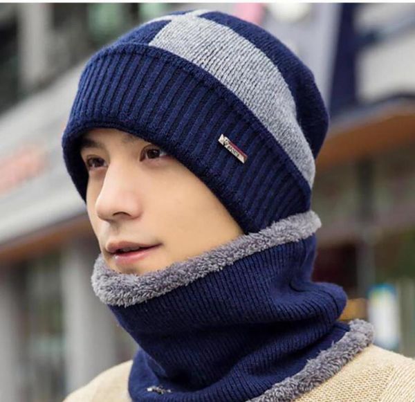 

beanies wool men's winter beanie hat scarf set knit soft warm thick and
