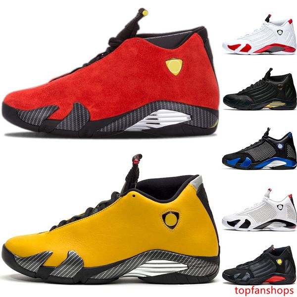 

14 candy cane 14s men basketball shoes black toe desert sand white red yellow mens trainer athletic sports sneakers wholesale