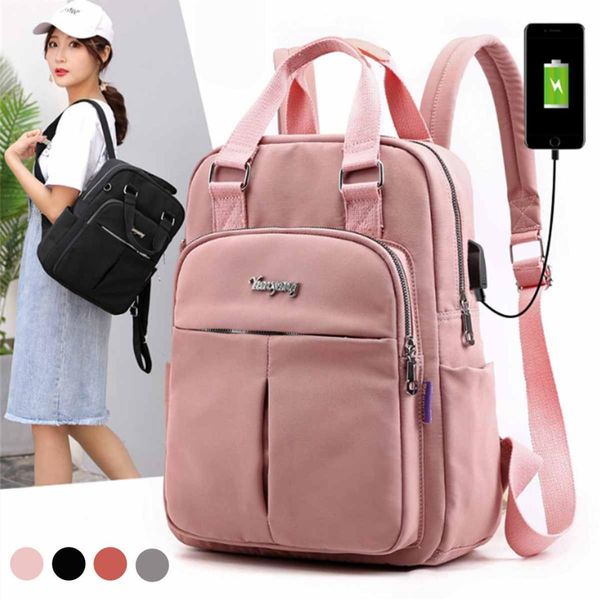 

women nylon school backpacks new anti theft usb charge backpack waterproof bagpack school bags for teenage girls travel bag new