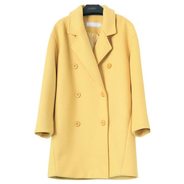 

2019 new autumn fashion winter women double breasted woolen coat female slim thick warm casual wool blend jacket casaco j62, Black