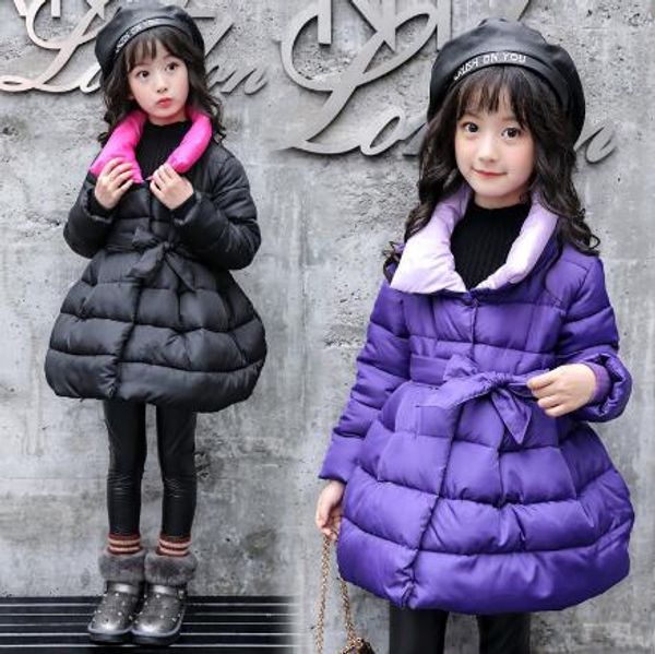 

2019 new winter girls coat long sleeve outwear parkas cotton paddad baby kids clothing outfits jackets for children, Blue;gray