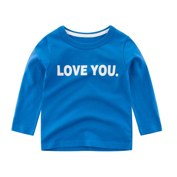 

2-10 лет детские дети футболки с длинным рукавом девушки топы детский мультфильм любовь тебя письмо детские футболки для мальчиков одежда фу, Blue