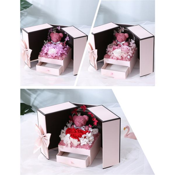 

день святого валентина творческий подарок роза вечный цветок медведь с led light струнный подарочная коробка циси фестиваль день подарков xd