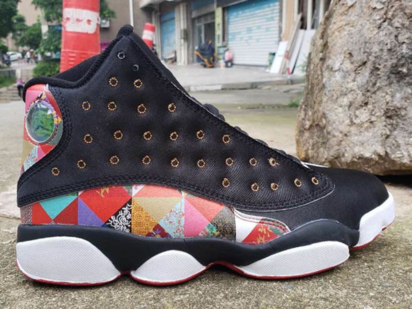 

новое прибытие cny китайский новый год jumpman 13s мужчины баскетбол обувь 13 черный парус-metallic gold-истинные красные спортивные спортив