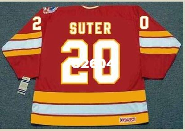 

mens #20 gary suter calgary flames 1989 ccm vintage retro away hockey джерси или обычай любое имя или номер ретро джерси, Black;red