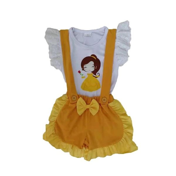 

бутик модной детской одежды мило шаблон принцесса трепал желтый красный брюки девочек костюм, White