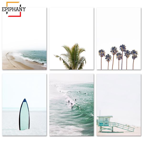 

beach wall art gallery ocean surf print palm tree modern minimalist print tropical coastal decor wall pictures for living room