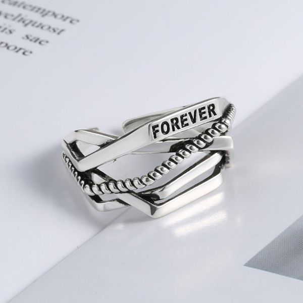 

new 925 thai silver ring for women fashion party jewelry vintage forever multilayer ring lady valentine's day accessories kofsac, Golden;silver