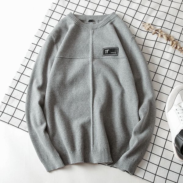 

pullover men o-neck cotton sweater men solid 2019 casual clothes sweater for masculino long sleeve autumn sale, White;black