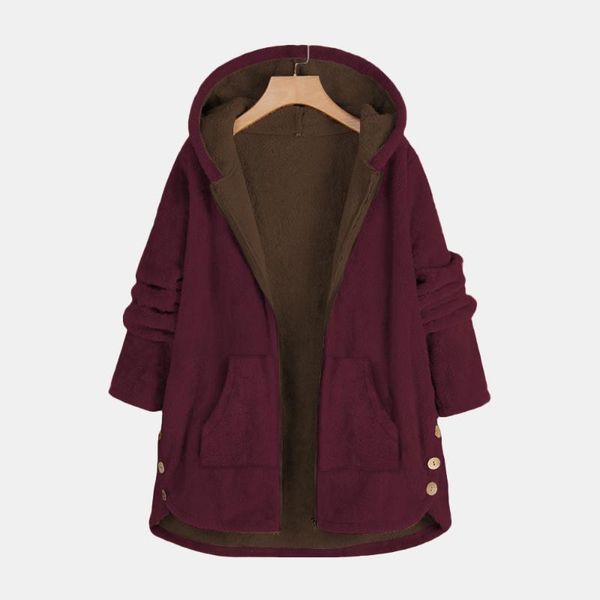 

winter thicken coats plus size 5xl fleece women teddy plush loose jacket casual long sleeve side button warm hooded outwear, Black