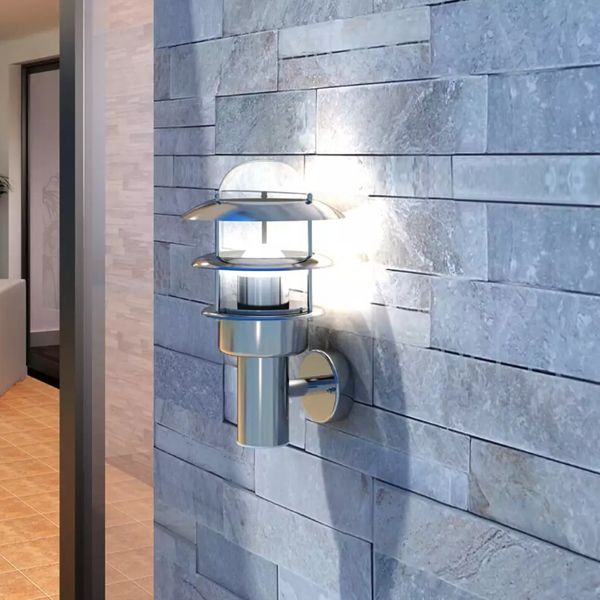 

waterproof ip44 patio wall light lamp stainless steel fitted for socket e27