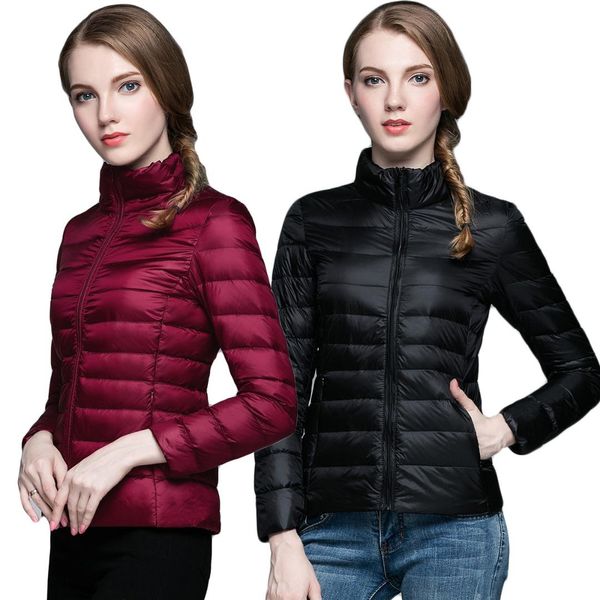 

2019 autumn winter new women's collar down coats thin short paragraph slim  down jacket women casacas para mujer white coat, Black