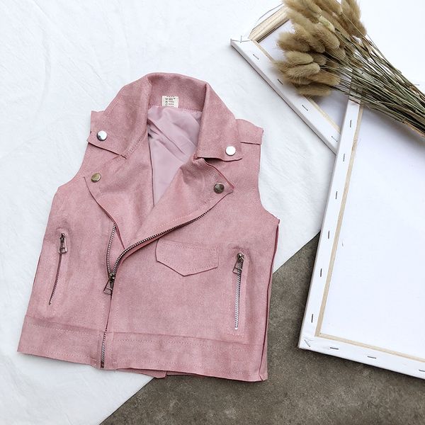 

autumn girls suede vests design baby girls sleveless jackets infant kids motorcycle waistcoats children's outerwear, Blue